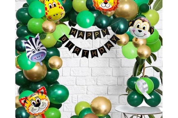 Decoration jungle tent birthday setup